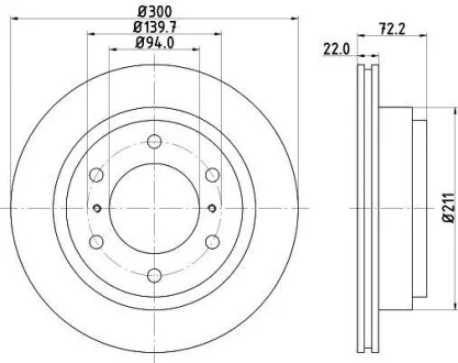 HELLA PRO MITSUBISHI Гальмівний диск задн. Pajero 00- Hella pagid 8DD 355 118-651