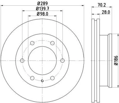 HELLA PRO HIGH CARBON FORD диск гальм. передн. BT-50 Hella pagid 8DD 355 129-181