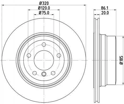 HELLA PRO BMW Диск гальм. задн. E60 525 Hella pagid 8DD 355 119-201 (фото 1)