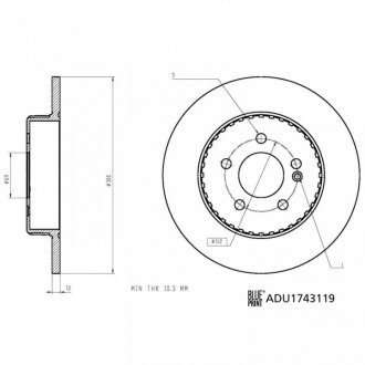 DB диск гальмівний задній W205 BLUE PRINT ADU1743119