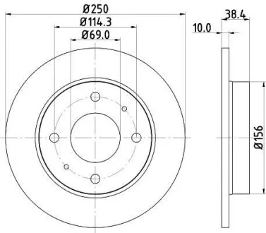 HELLA PRO MITSUBISHI Гальмівний диск задн. COLT CZC VI 1.5 06, COLT VI 1.1, 1.3, 1.5 04-, SMART Hella pagid 8DD 355 111-531