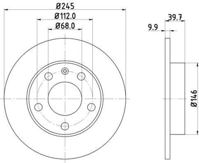 HELLA PRO AUDI диск гальмівний задн. 80 B4 93-, A4 B6 01-, COUPE B3 90- Hella pagid 8DD 355 107-541