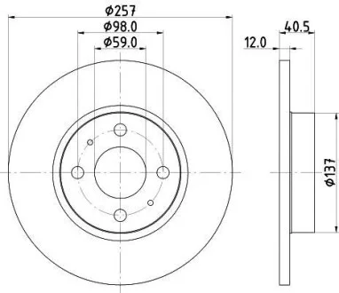 HELLA PRO FIAT Гальмівний диск передн. 500 09 10-, LANCIA, ALFA ROMEO Hella pagid 8DD 355 117-931
