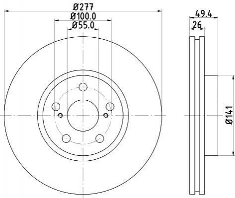 HELLA PRO TOYOTA Гальмівний диск передн. AVENSIS 1.6, 1.8, 2.0 03- Hella pagid 8DD 355 111-631 (фото 1)