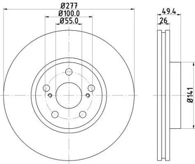 HELLA PRO TOYOTA Гальмівний диск передн. AVENSIS 1.6, 1.8, 2.0 03- Hella pagid 8DD 355 111-631