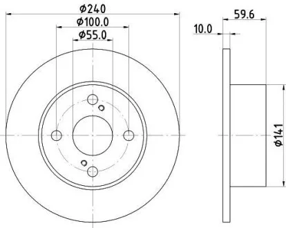 HELLA TOYOTA Гальмівний диск задн. COROLLA 1.4, 1.6, 1.9 99- Hella pagid 8DD 355 111-711
