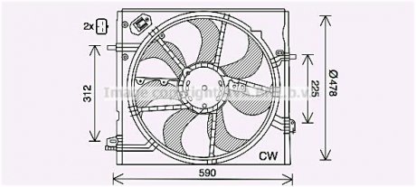 Вентилятор радиатора охлаждения двигателя Nissan Qashqai II (13-), X-Trail (14-) AVA COOLING DN7536