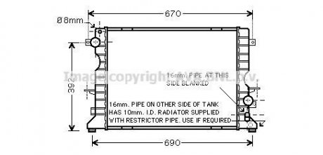 AVA LAND ROVER Радіатор охолодження двиг. Defender 2.2/2.5Td 98-16 AVA COOLING AU2184