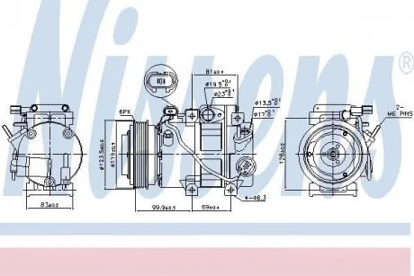 Компресор HYUNDAI SANTA FE (DM) (12-) 2.4 GDI NISSENS 890151