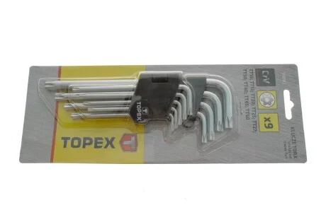 Ключі шестигранні Torx T10-T50, набір 9 шт.*1 уп. TOPEX Topex 35D961