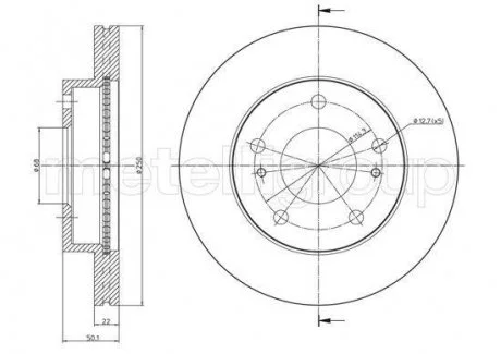NISSAN Диск гальмівний передн. SERENA 1.6, 2.0, 2.3 91-, VANETTE CARGO 1.6, 2.0, 2.3 94- CIFAM 800-1098