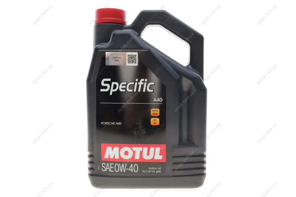 Масло 0W40 Специальный A40 (5L) (Porsche A40) (ACEA A3/B4) (API SP) (112075) MOTUL 348306 (фото 1)