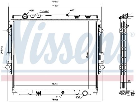 Радіатор TOYOTA FORTUNER (#N160) (15-) 2.4 TD NISSENS 606069