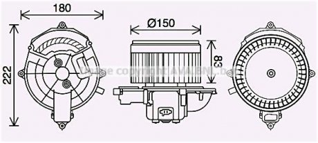 Вентилятор отопителя салона PSA Berlingo Partner II AC+ AVA COOLING CN8310