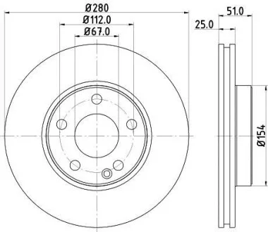 HELLA PRO HIGH CARBON DB диск гальм. передн. A176 15- Hella pagid 8DD 355 129-671