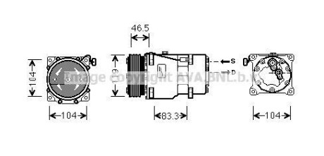 AVA CITROEN Компресор кондиціонера BERLINGO, C5 I, FIAT ULYSSE 02-, PEUGEOT AVA COOLING CNAK201