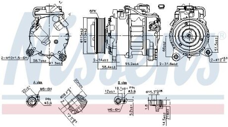 BMW Компресор кондиціонера 1 (F20), 3 (F30, F80), 3 Touring (F31), 4 Купе (F32, F82), X4 (F26) NISSENS 890622