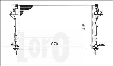 Радіатор охолодження двигуна ESPACE IV/LAGUNA II 2.0 i 16V TURBO/1.6 i 16V 01- LORO DEPO 042-017-0009 (фото 1)