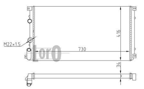 Радіатор води Master/Movano II 1.9/2.2/ dCi 97> (730x415x23) термовикл. LORO DEPO 042-017-0025