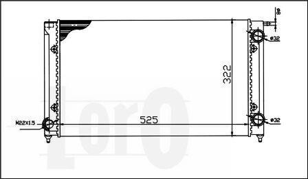 Радіатор охолодження двигуна Caddy/Golf/Jetta 1.5-1.8/1.6D/1.8D 79-91 LORO DEPO 053-017-0058