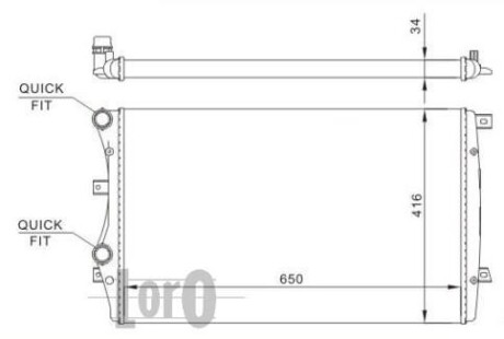 Радіатор води Caddy III 1.9TDI BJB (+/- AC) (650x405x26) LORO DEPO 053-017-0019