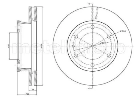 FORD Гальмівний диск RANGER (ET) 2.5/3.0 06-12, MAZDA B-SERIE 2.5 96- CIFAM 800-1214