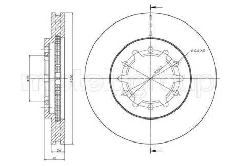 NISSAN Гальмівний диск передній PICK UP 2.4/2.5 98- CIFAM 800-1708