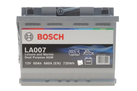 Аккумуляторная батарея 60Ah/560A (242x175x190/+R/B13) Dual Purpose AGM BOSCH 0092LA0070