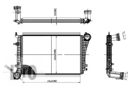 Радіатор інтеркулера а Caddy 04- /Golf V/Octavia 1.9 TDI LORO DEPO 053-018-0009