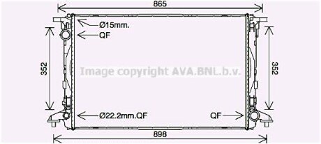 AVA AUDI Радіатор охолодження двиг. A4 Allroad B9 3.0 16-, A5, A6, A7, A8, Q7 AVA COOLING AI2412