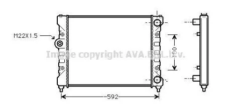 AVA VW Радіатор сист. охолодження Caddy II, Polo, Seat 1.6/1.8 AVA COOLING STA2024