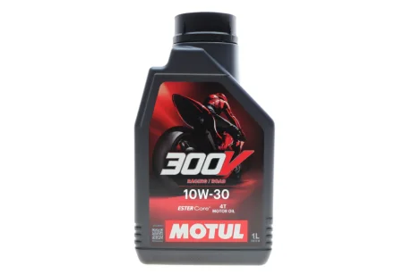 Олива для 4-х тактних двигунів 100% синтетична естерова 300V Road Racing 10W30 1L MOTUL 837711