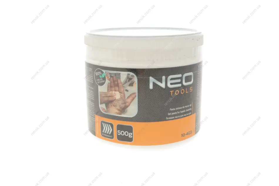 Гель-паста для мытья рук 500ml (кремовый) (с скорлупой семян кукурузы) NEO TOOLS 10-403 (фото 1)