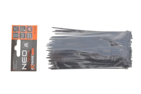 Стяжки кабельні кабельні EXTREME 2,5 × 150 мм, чорні, 100 шт. NEO TOOLS 01-622