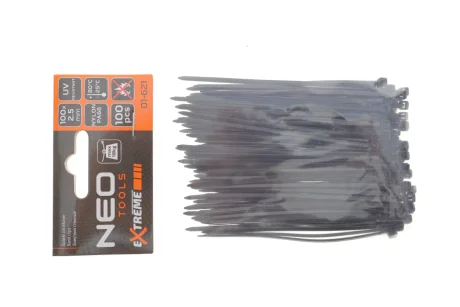 Стяжки кабельні кабельні EXTREME 2,5 × 100 мм, чорні, 100 шт. NEO TOOLS 01-621