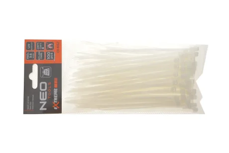 Стяжки кабельні EXTREME 3,6 × 150 мм, білі, 100 шт. NEO TOOLS 01-652