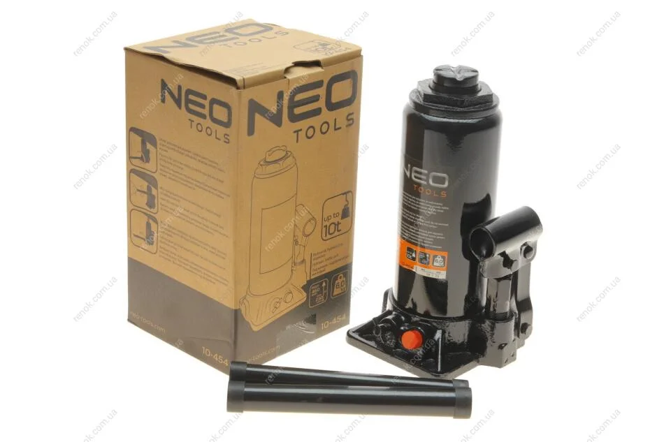 Домкрат гідравлічний пляшковий, 10 т, 230-460 мм NEO TOOLS 10-454 (фото 1)