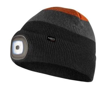 Шапка з ліхтариком, чорно-сіро-жовтогаряча WARM NEO TOOLS 81-631