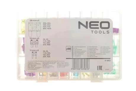 Набір запобіжників автомобільних, набір 88 шт. NEO TOOLS 11-993