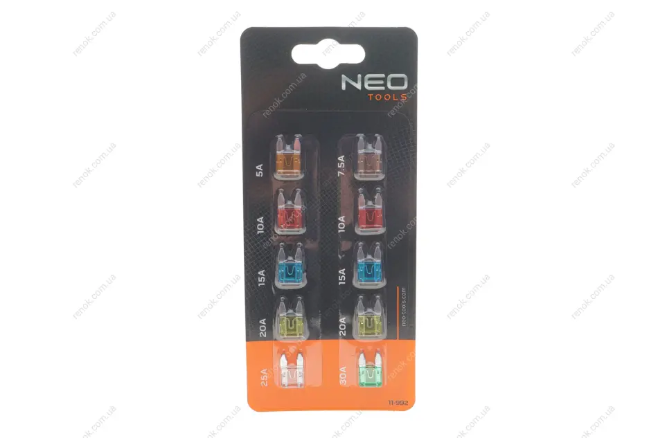 Комплект предохранителей (Мини) (5A/7.5A/10A/15A/20A/25A/30A) NEO TOOLS 11-992 (фото 1)