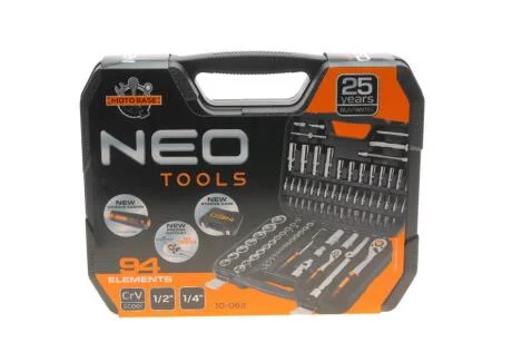 Головки змінні 94 шт., 1, 4, 1/2" CrV NEO TOOLS 10-062
