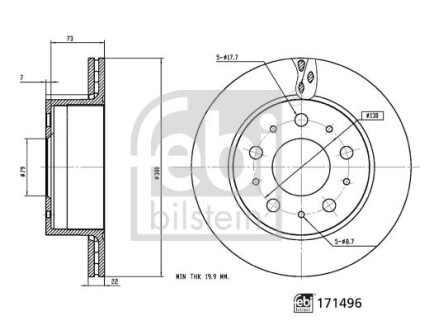 FEBI CITROEN диск гальмівний задн. JUMPER 16- FEBI BILSTEIN 171496