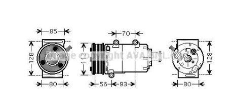 AVA FORD Компресор кондиціонера GALAXY II 1.8, 2.0 TDCi 06-, MONDEO IV 1.8, 2.0 07-, S-MAX 1.8, 2.0 TDCi 06- AVA COOLING FDAK416