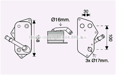 AVA BMW Оливний радіатор 1,3 E90, 4,5 E60, F10,6,7 F65/F01, X1/3/5 AVA COOLING BW3558