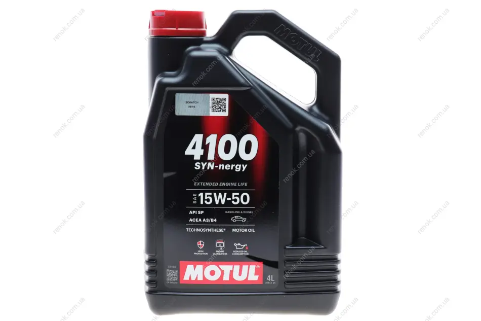 Олива моторна Technosynthese д/авто 4100 Syn-nergy 15W50 4L MOTUL 386307 (фото 1)