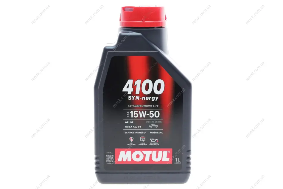 Олива 15W50 4100 Syn-nergy (1L) (API SP) (ACEA A3/B4) (113161) MOTUL 386301 (фото 1)