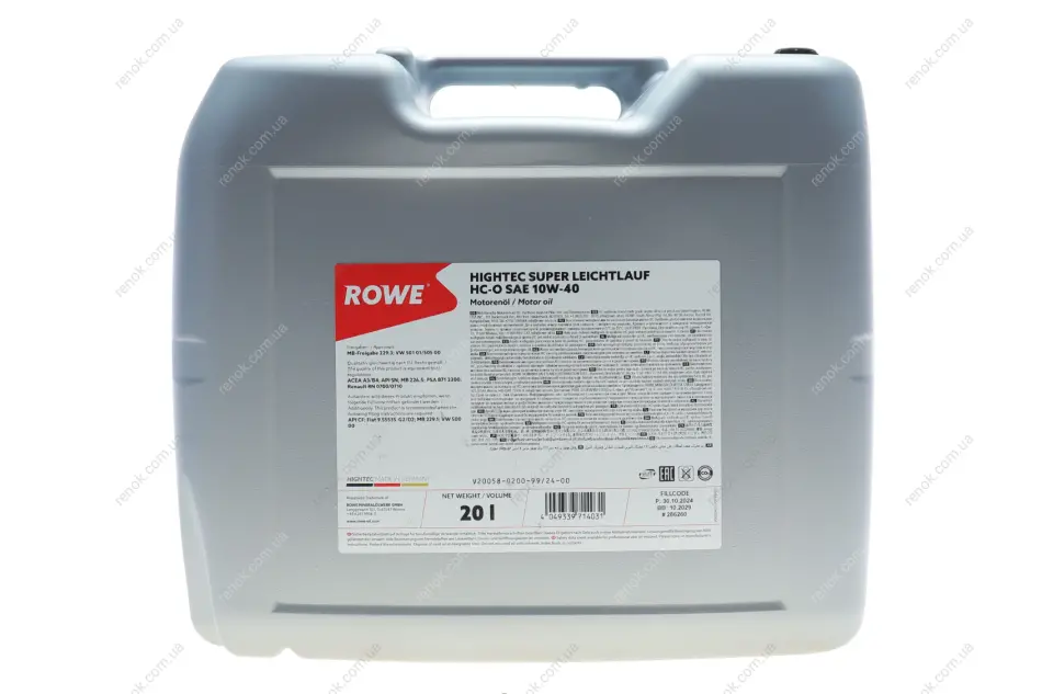 Олива моторна HIGHTEC SUPER LEICHTLAUF HC-O SAE 10W-40 (20 L) ROWE 20058-0200-99 (фото 1)