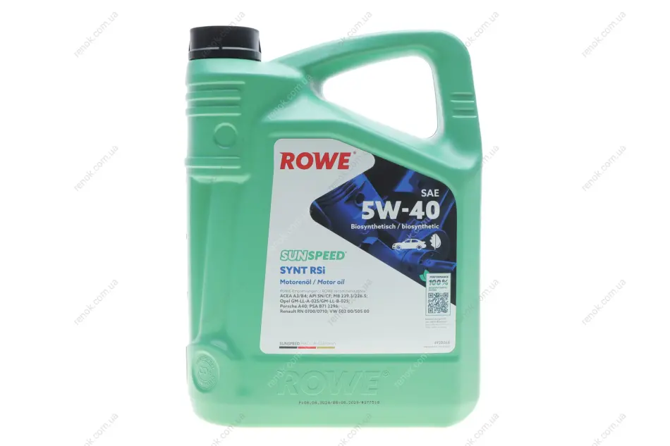 Олива моторна SUNSPEED SYNT RSi SAE 5W-40 (5 L) ROWE 4920068-0050-99 (фото 1)