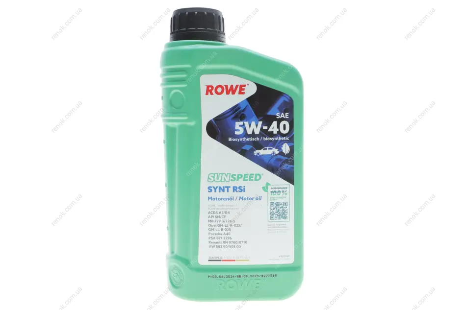 Олива моторна SUNSPEED SYNT RSi SAE 5W-40 (1 L) ROWE 4920068-0010-99 (фото 1)