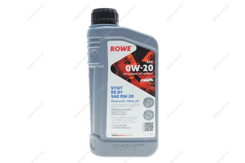 Олива моторна HIGHTEC SYNT RS D1 SAE 0W-20 (1 L) ROWE 20051-0010-99 (фото 1)